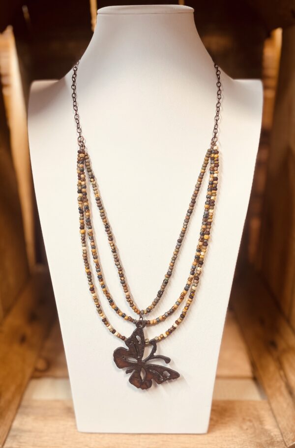 Three strand autumn colors necklace