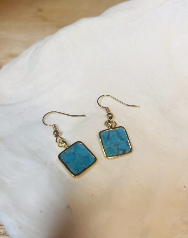 Turquoise square earrings